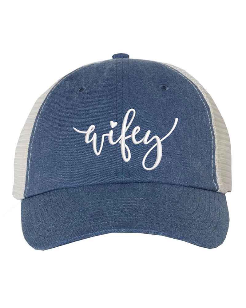Embroidered Wifey/Hubby Trucker Hat – Anniversary Gift Cap Adorb Custom Tees