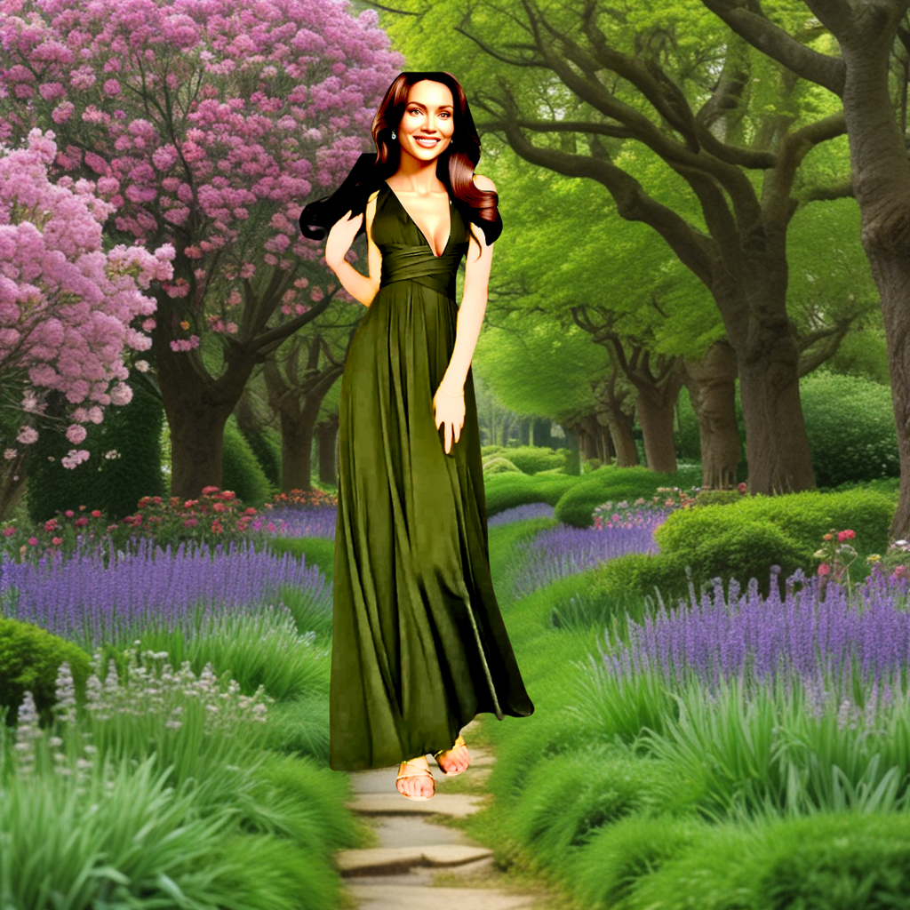 Elegant Vintage Green Plus Size V Neck long Dress Women's