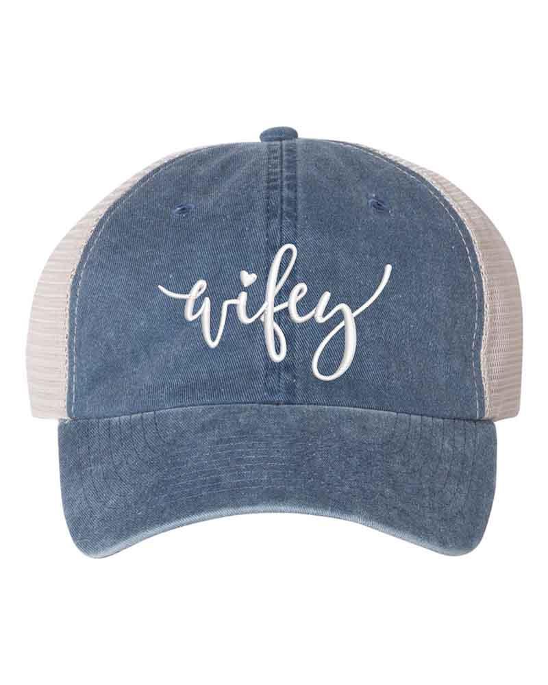 Embroidered Wifey/Hubby Trucker Hat – Anniversary Gift Cap Adorb Custom Tees