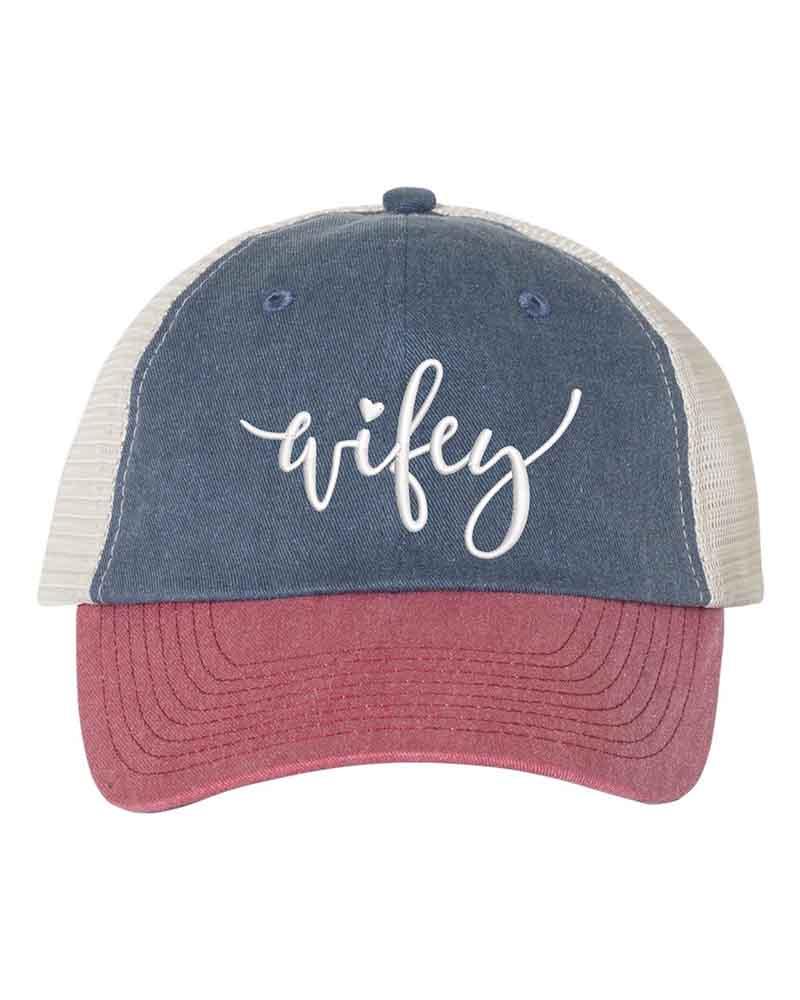 Embroidered Wifey/Hubby Trucker Hat – Anniversary Gift Cap Adorb Custom Tees