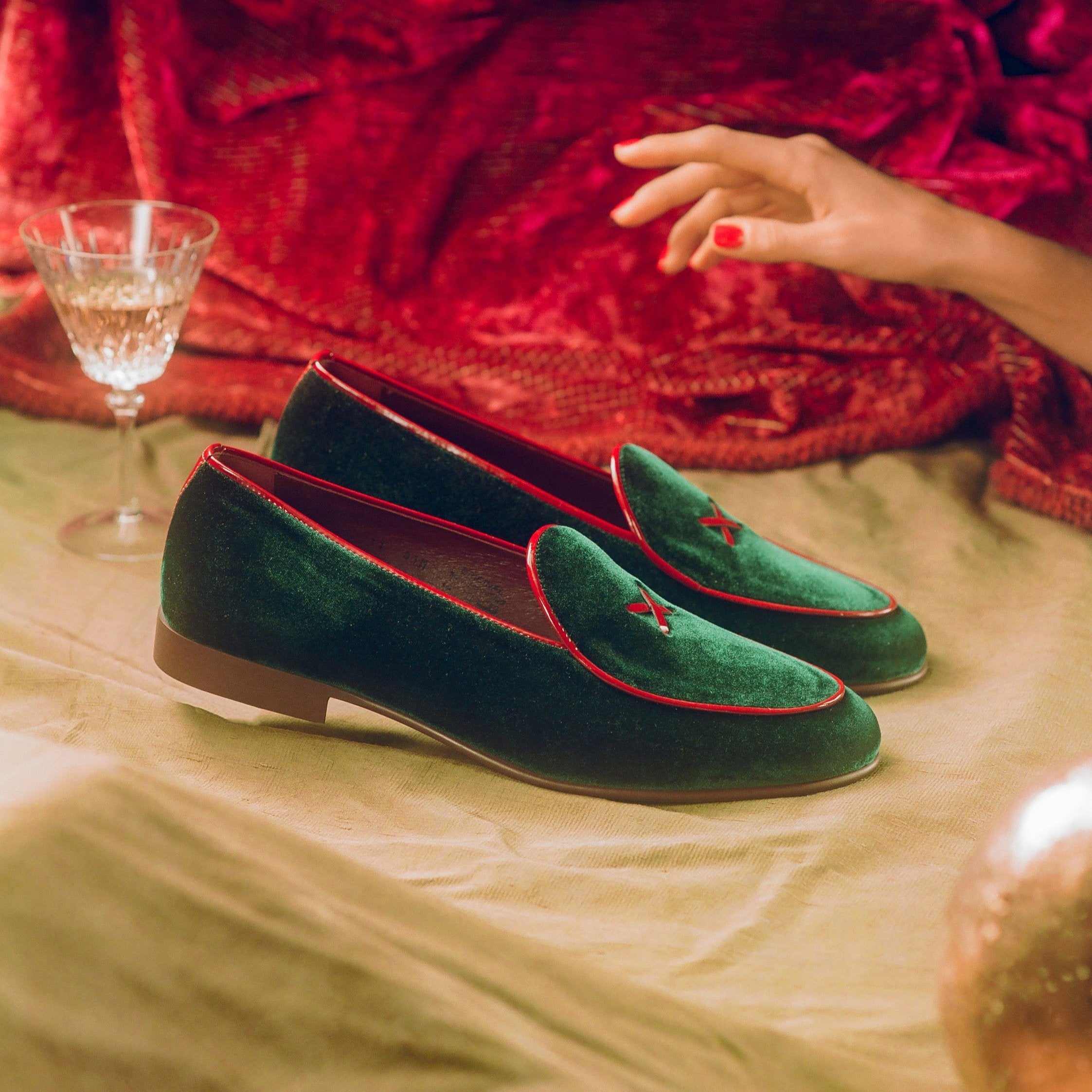 Women's Dark Green Velvet Milano Loafer Del Toro Shoes