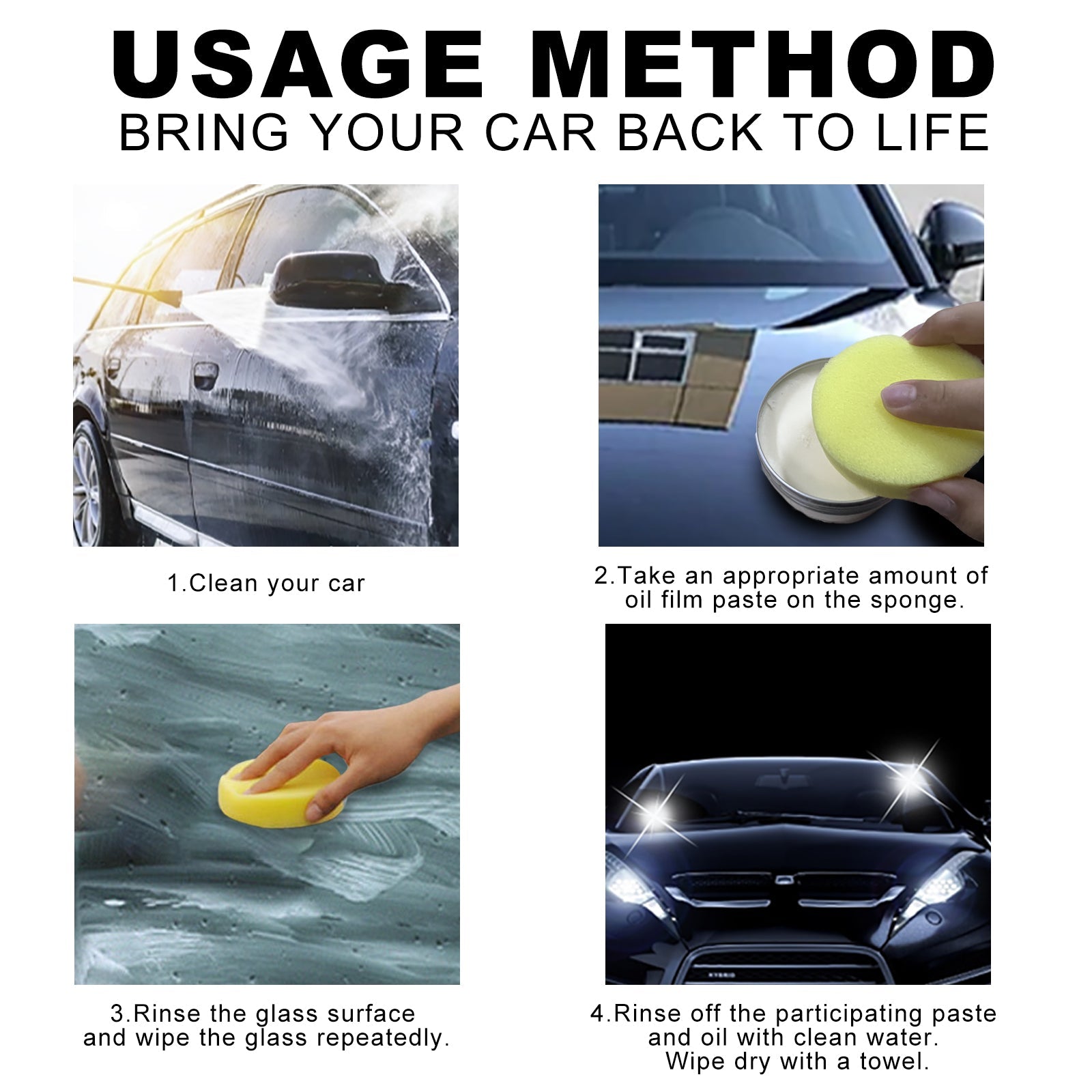 Car Glass Oil Film Remover, Rain Mist Smeary Clean Car Windscreen Cleaner