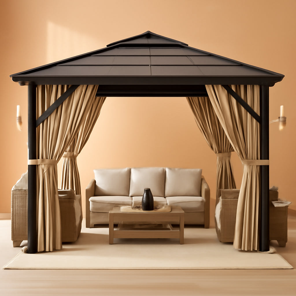 10x12 Ft Aluminum Hardtop Gazebo Polycarbonate Roof