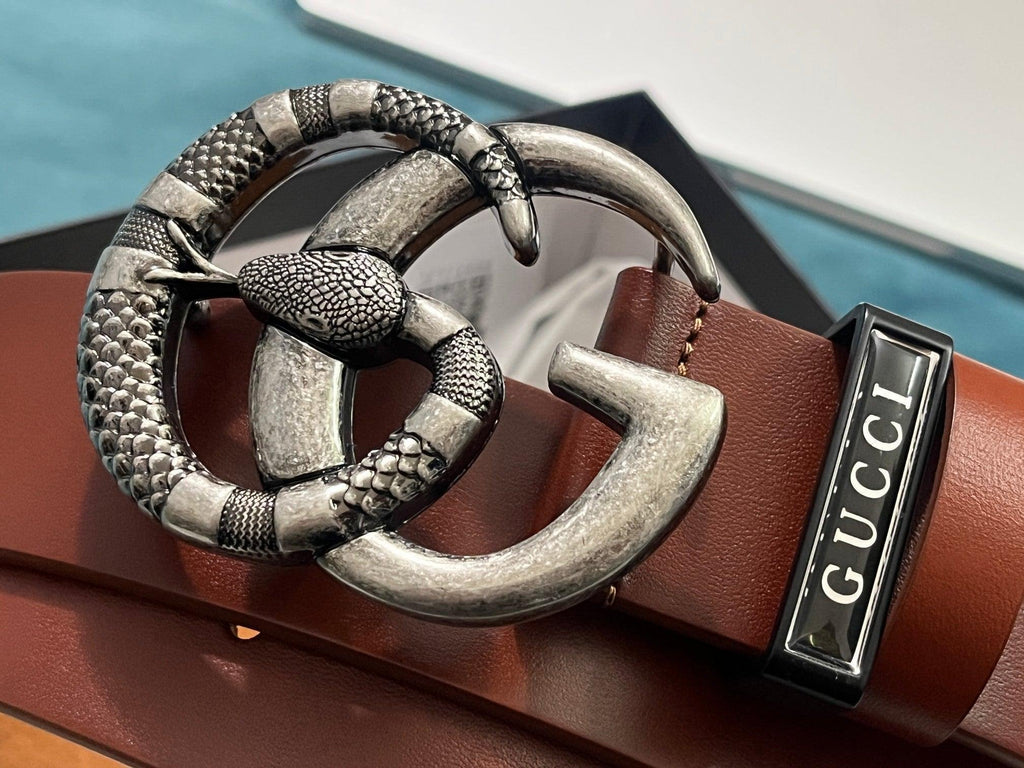 GUCCI Embellished coated-canvas and leather belt 'Brown' Banlieue91