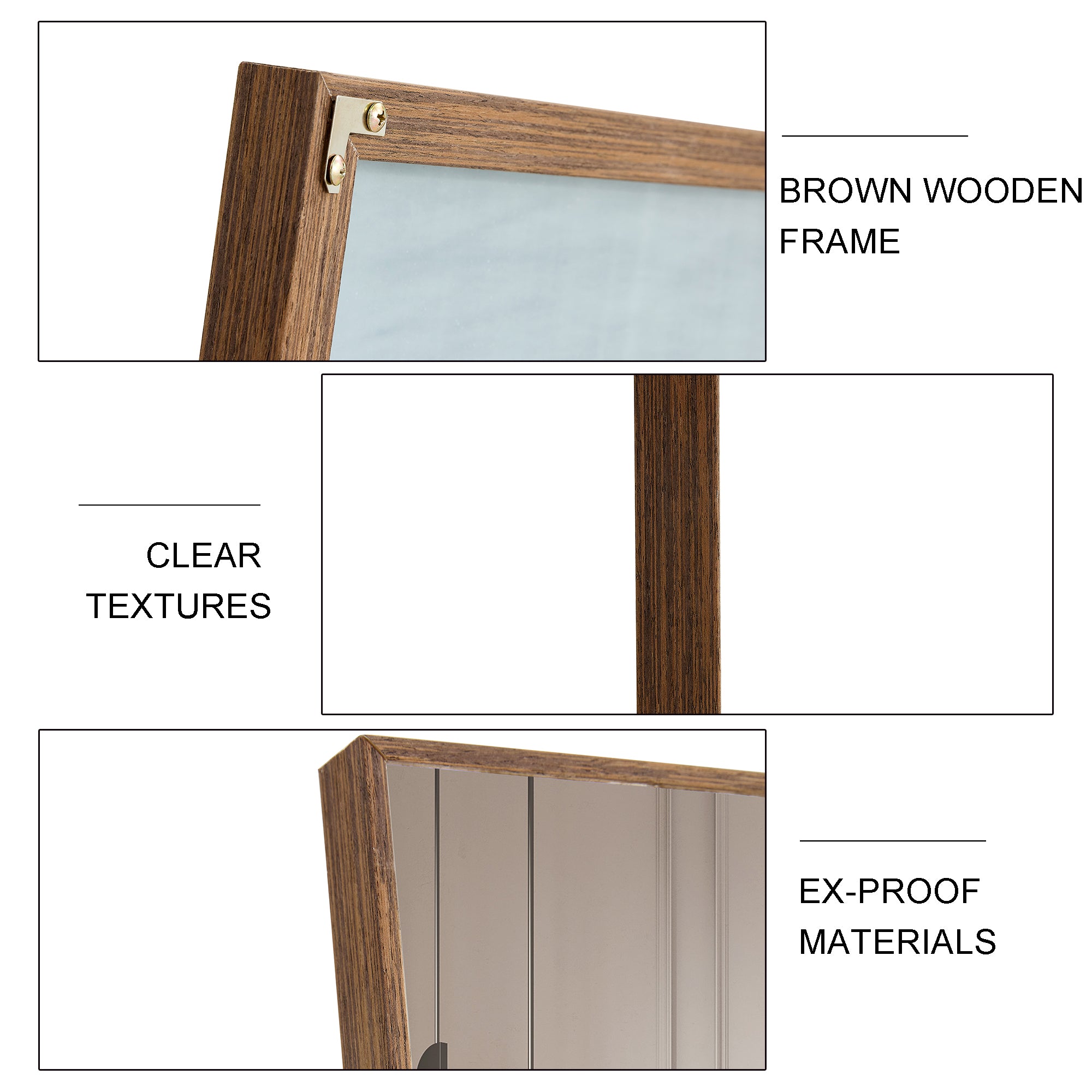 60x17 Brown Solid Wood Frame Full-length Mirror, Dressing Mirror, Bedroom Home Porch