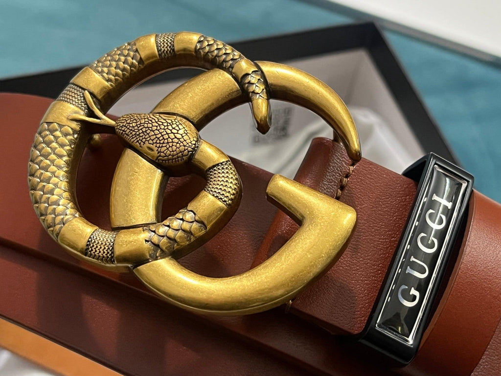 GUCCI Embellished coated-canvas and leather belt 'Brown' Banlieue91