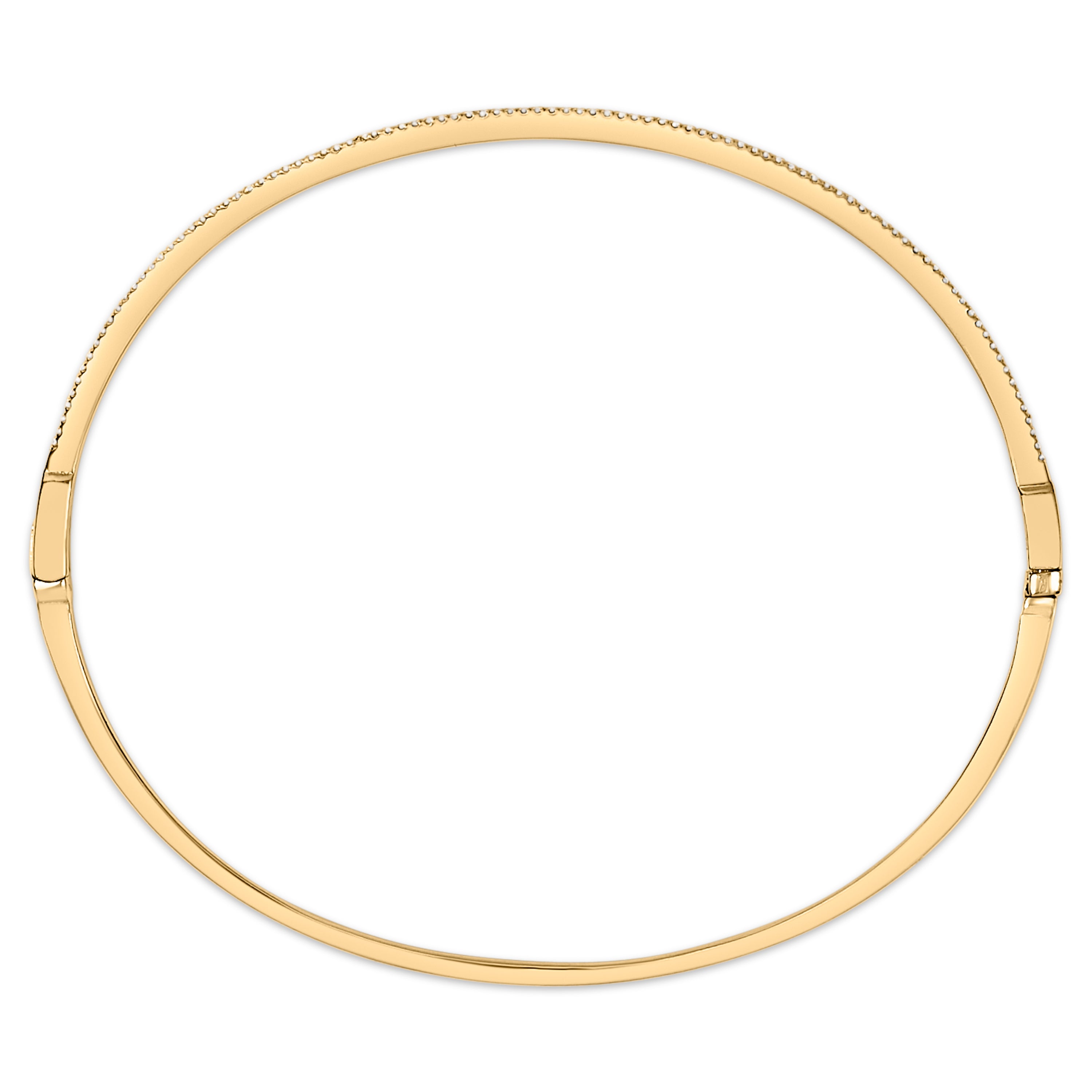 14K Yellow Gold 1/3 Cttw Diamond Half Eternity Bangle Bracelet (I-J Color, I2-I3 Clarity) - 7.75" Inches