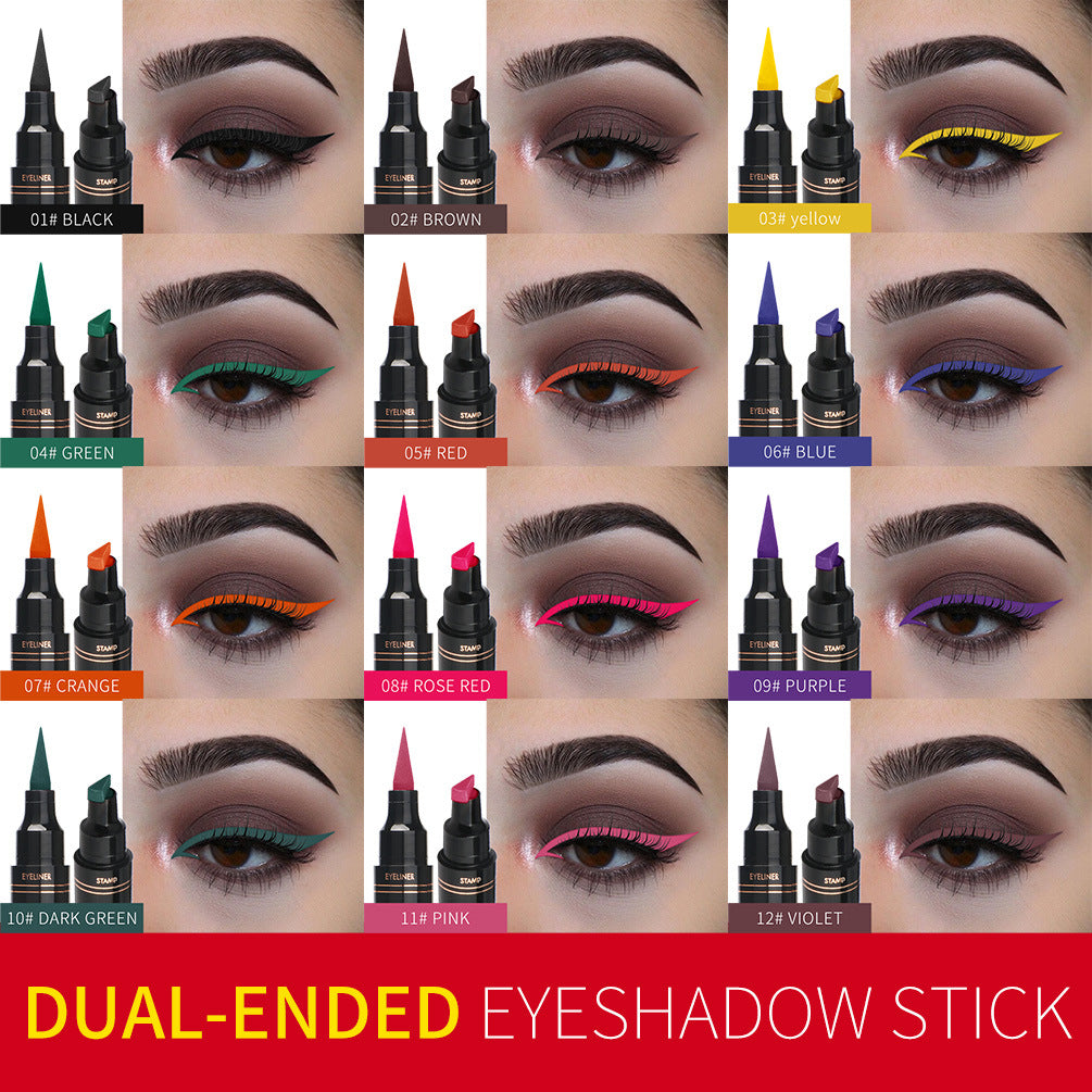 QIBEST Color Eyeliner Double-Headed Seal Color Eyeliner Pen Eyeliner Tail Seal Pen