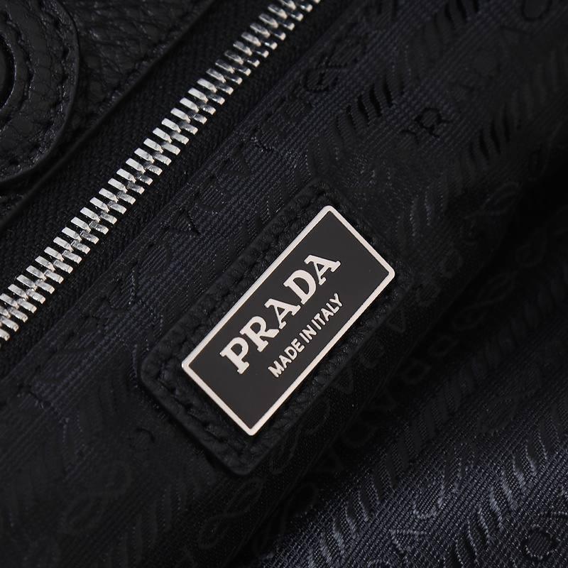 Prada logo-embossed leather tote bag