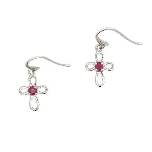 .32ct Ruby Cross Earrings 10KT White Gold Bids.com