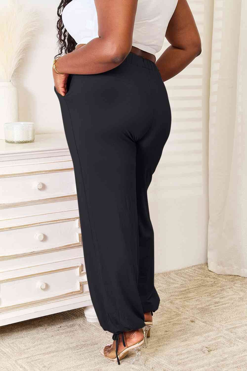Basic Bae Full Size Soft Rayon Drawstring Women Waist Pants with Pockets