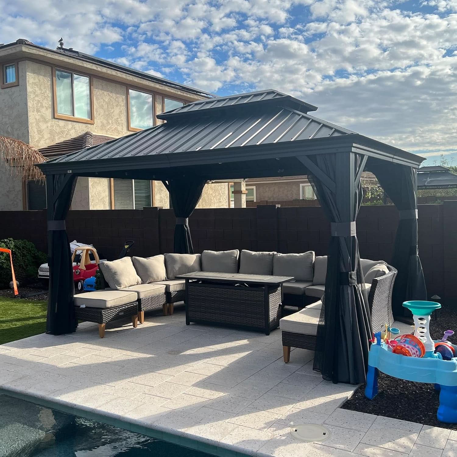 10x13 Aluminum Hardtop Gazebo With Curtains Included