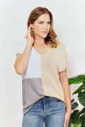 Double Take Color Block V-Neck Knit Women Top Zara-Craft