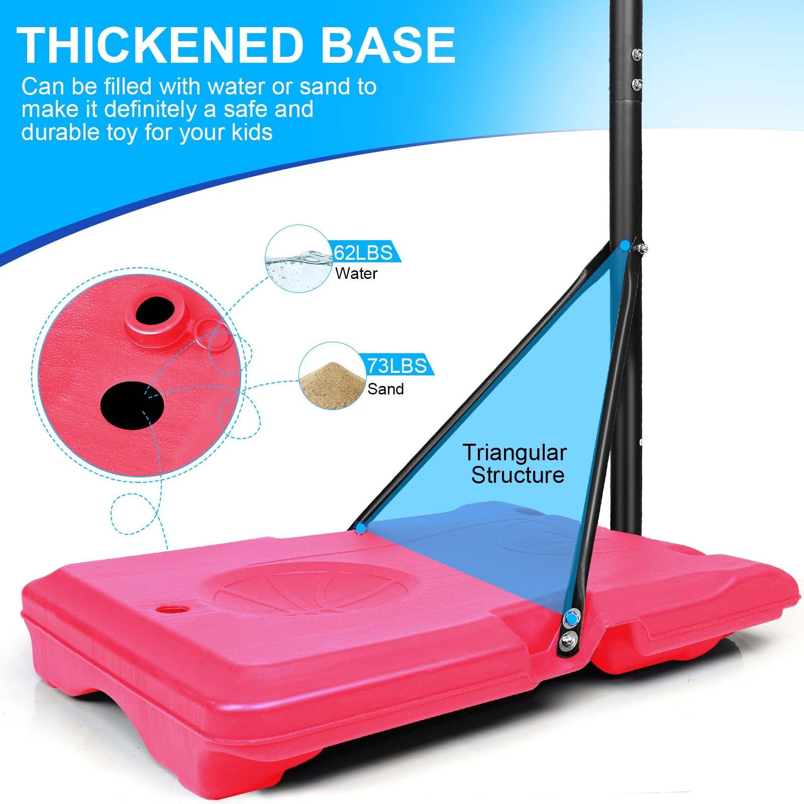 Portable Basketball Goal System with Stable Base and Wheels use for Indoor Outdoor teenagers youth