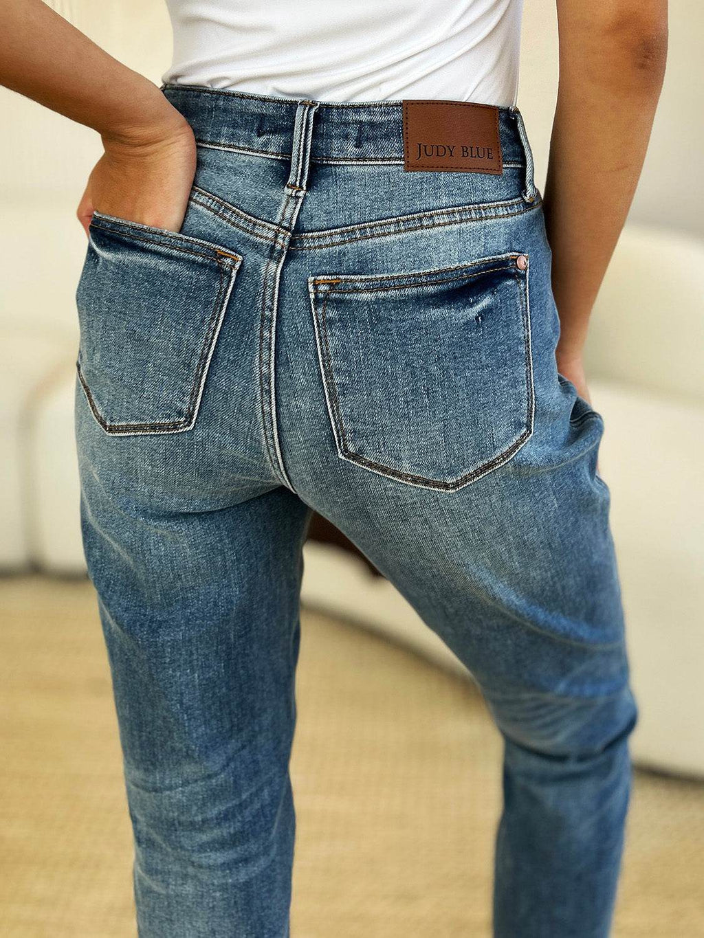 Judy Blue Full Size Mid Rise Rigid Magic Release Hem Women Jeans