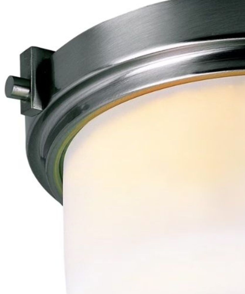 13"W 2-Light Brushed Nickel with White Frosted Glass Shade Flush Mount Light Fixture LampsUSA