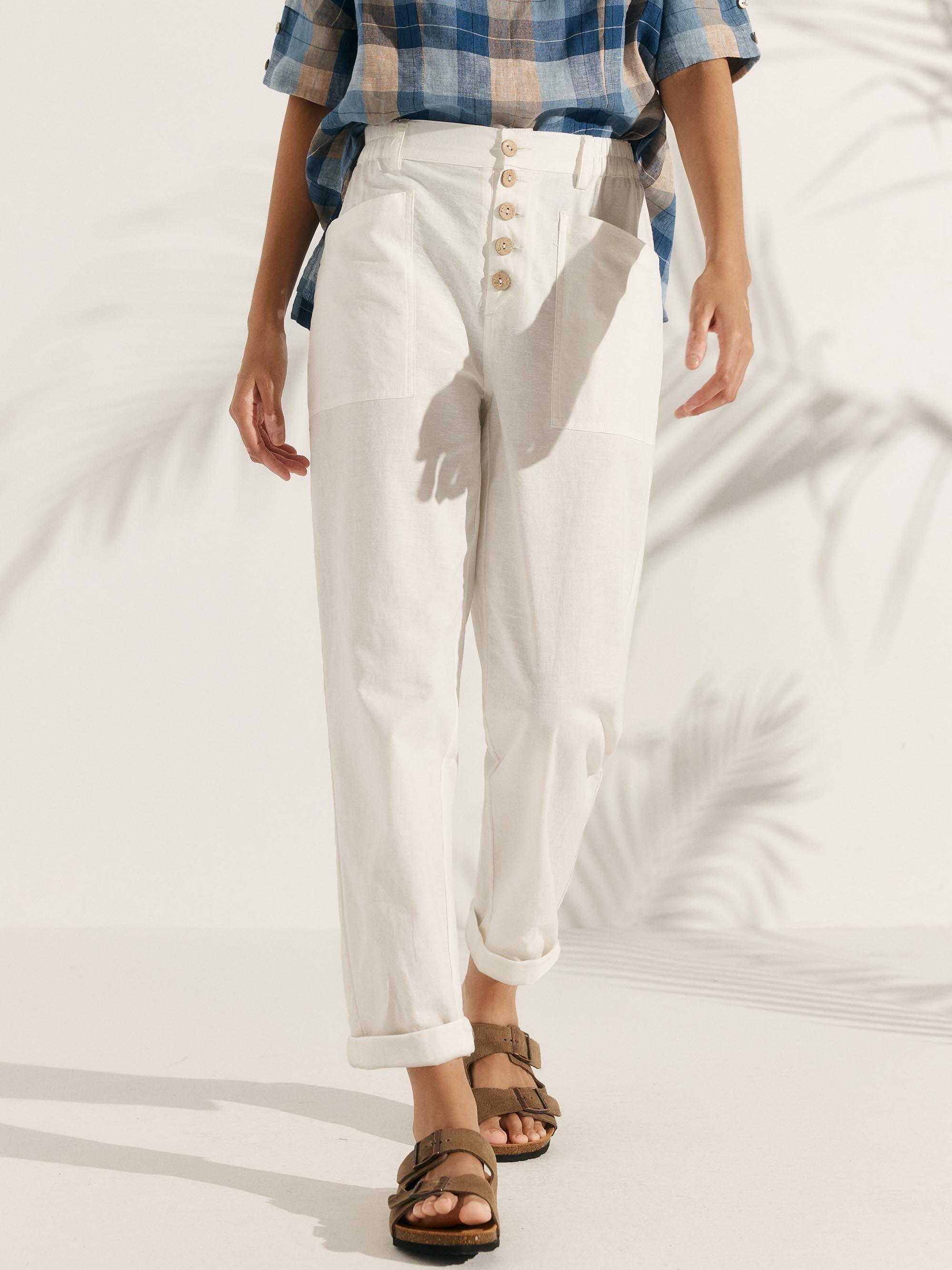 Linen Simple Button Fly Trousers HEIDI LINTICO