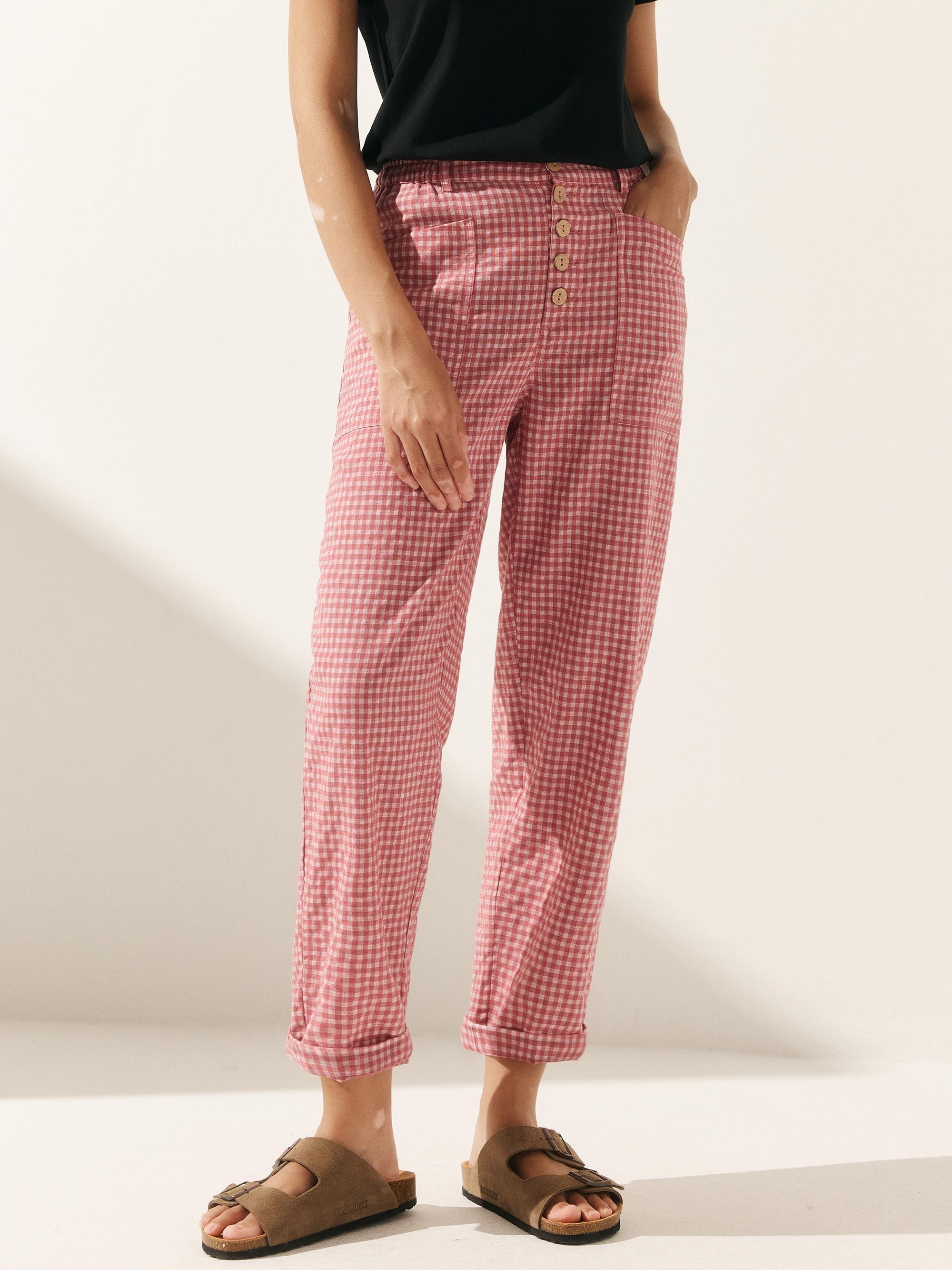 Linen Simple Button Fly Trousers HEIDI LINTICO