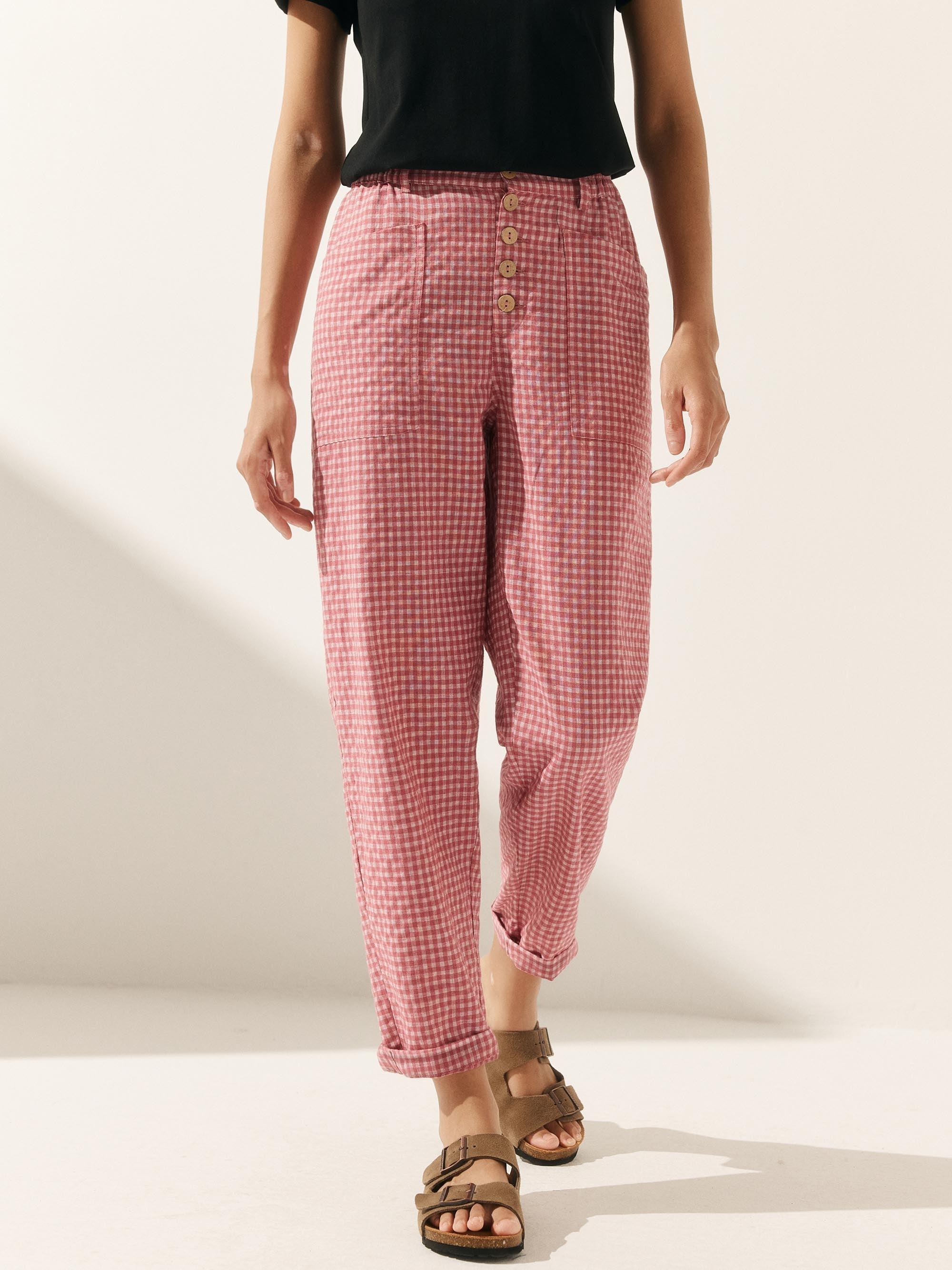 Linen Simple Button Fly Trousers HEIDI LINTICO