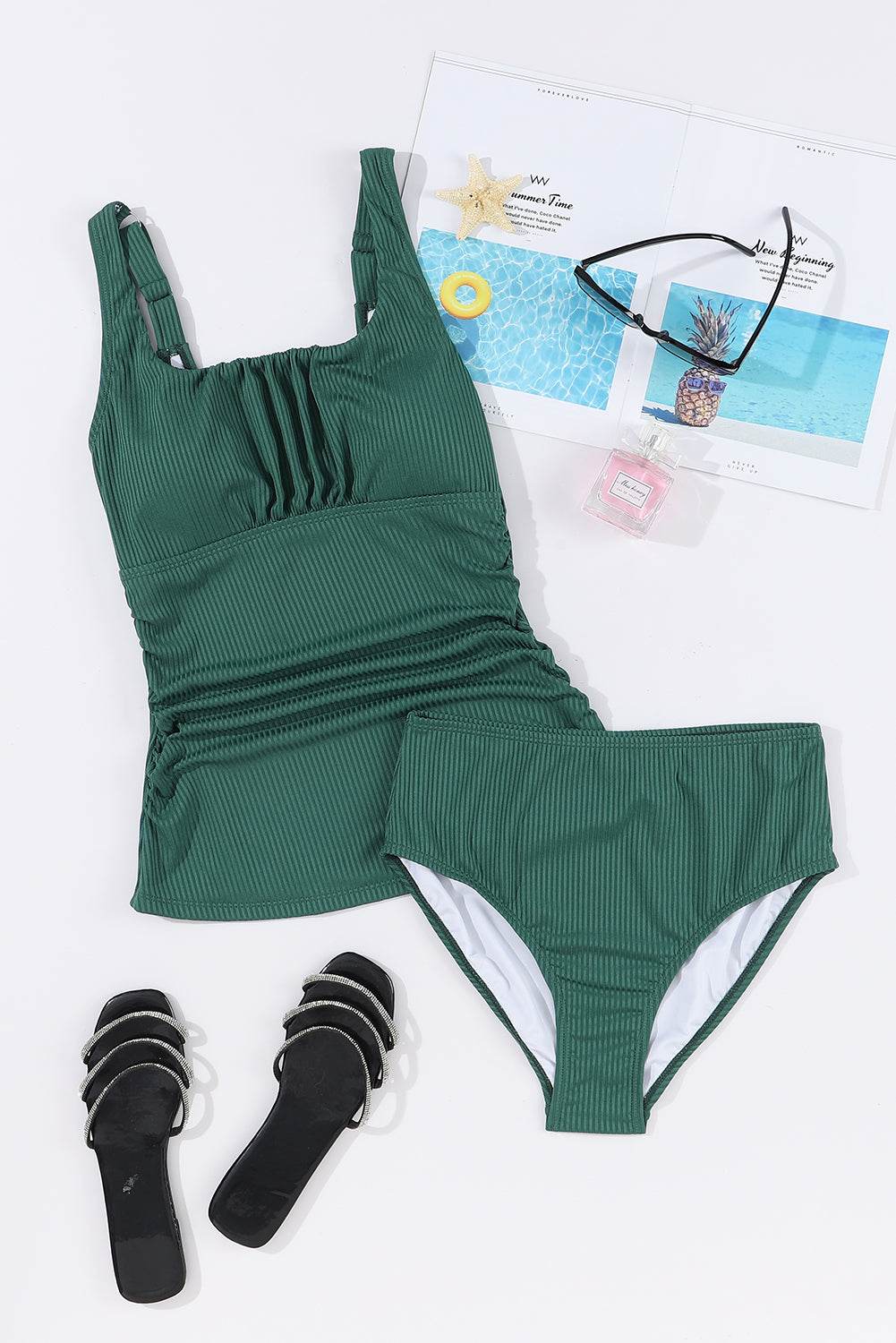SYNZ Square Neck Wide Strap Women Tankini Swiming Set
