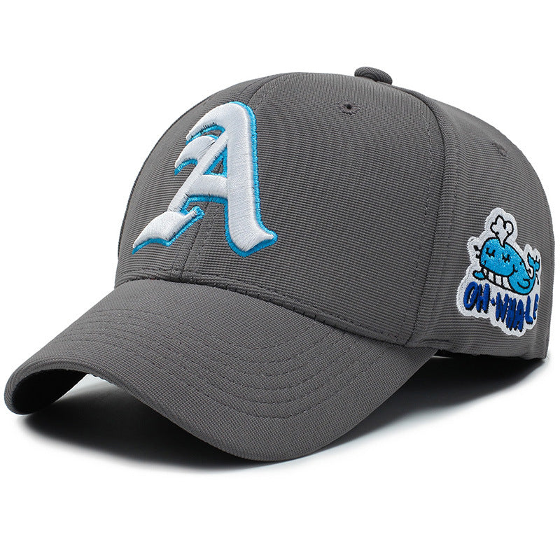 Fashion Gothic Letter A Side Whale Embroidery Baseball Caps Spring and Autumn Outdoor Adjustable Casual Hats Sunscreen Hat V.I.P Digital Presence