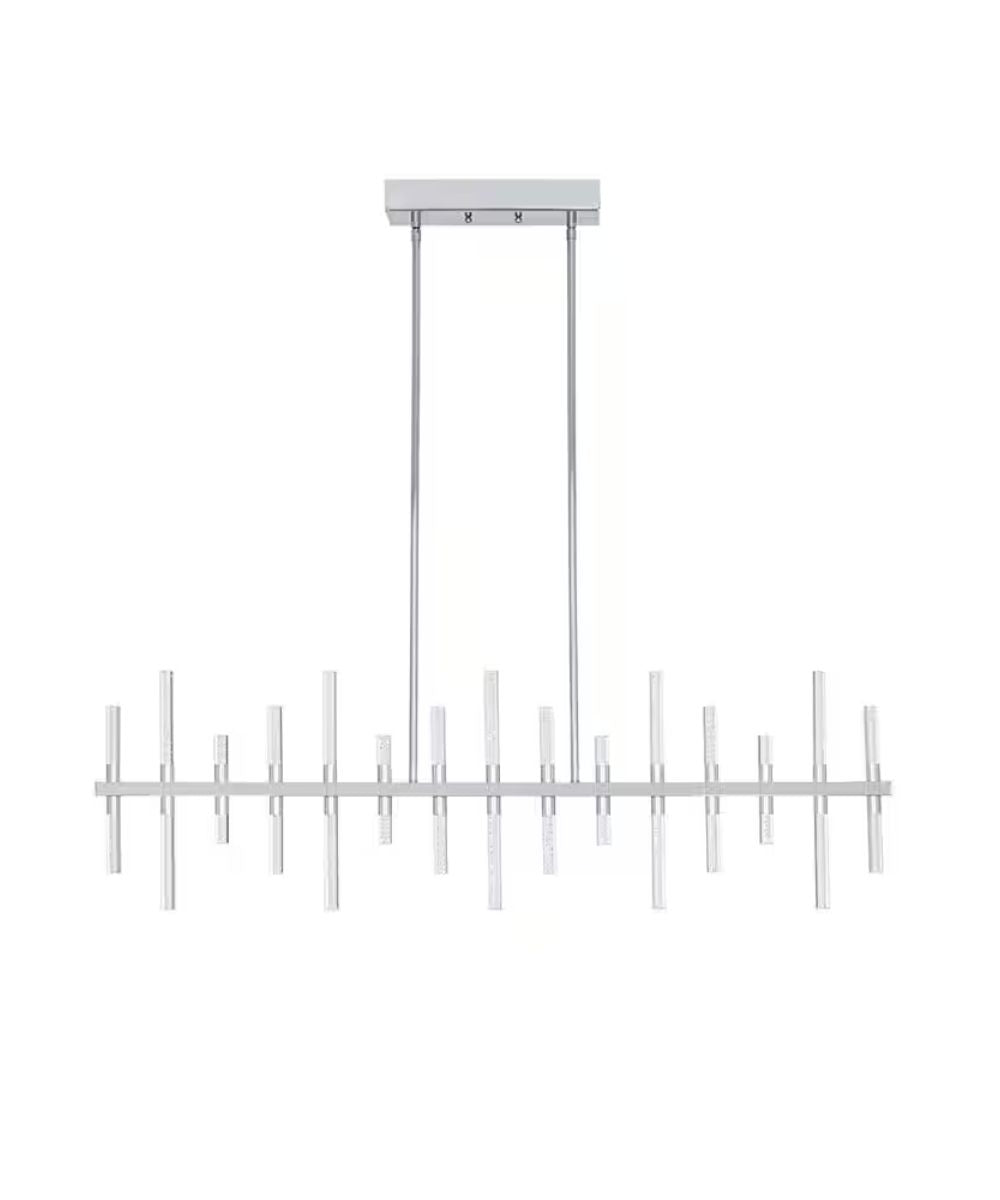 Alsy 43"W Modern Chic LED Chrome Finish Island Pendant Dining Light Fixture LampsUSA