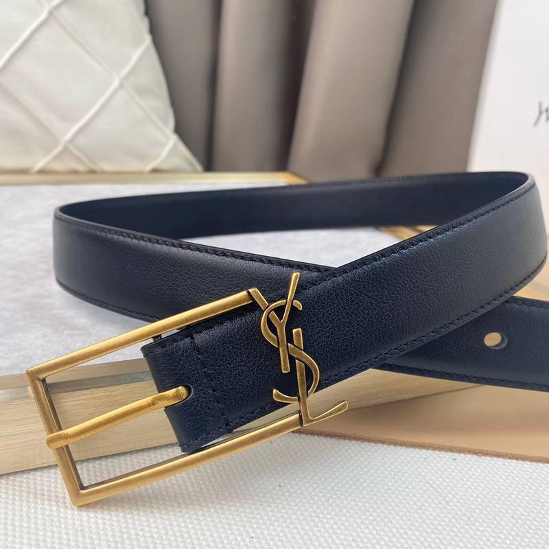Saint Laurent Classic Monogram Square Buckle Belt Embossed Leather Banlieue91