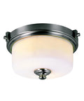 13"W 2-Light Brushed Nickel with White Frosted Glass Shade Flush Mount Light Fixture LampsUSA