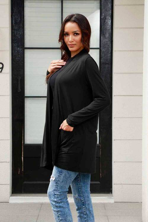 Basic Bae Full Size Open Front Long Sleeve Women Cardigan with Pockets