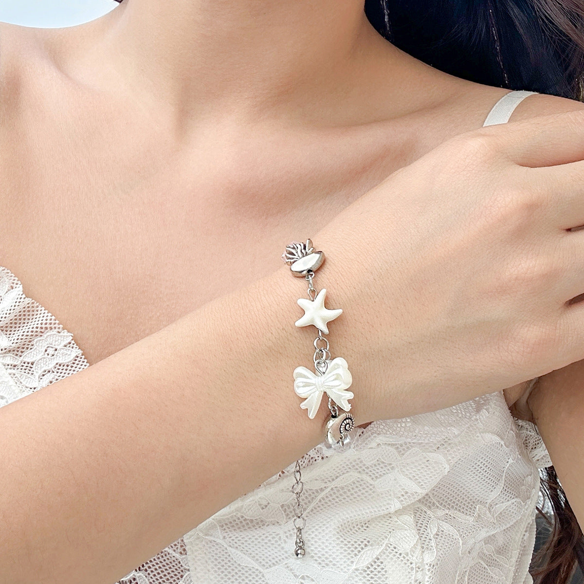 Ocean vacation style starfish versatile set, handmade small fresh pearl alloy necklace V.I.P Digital Presence