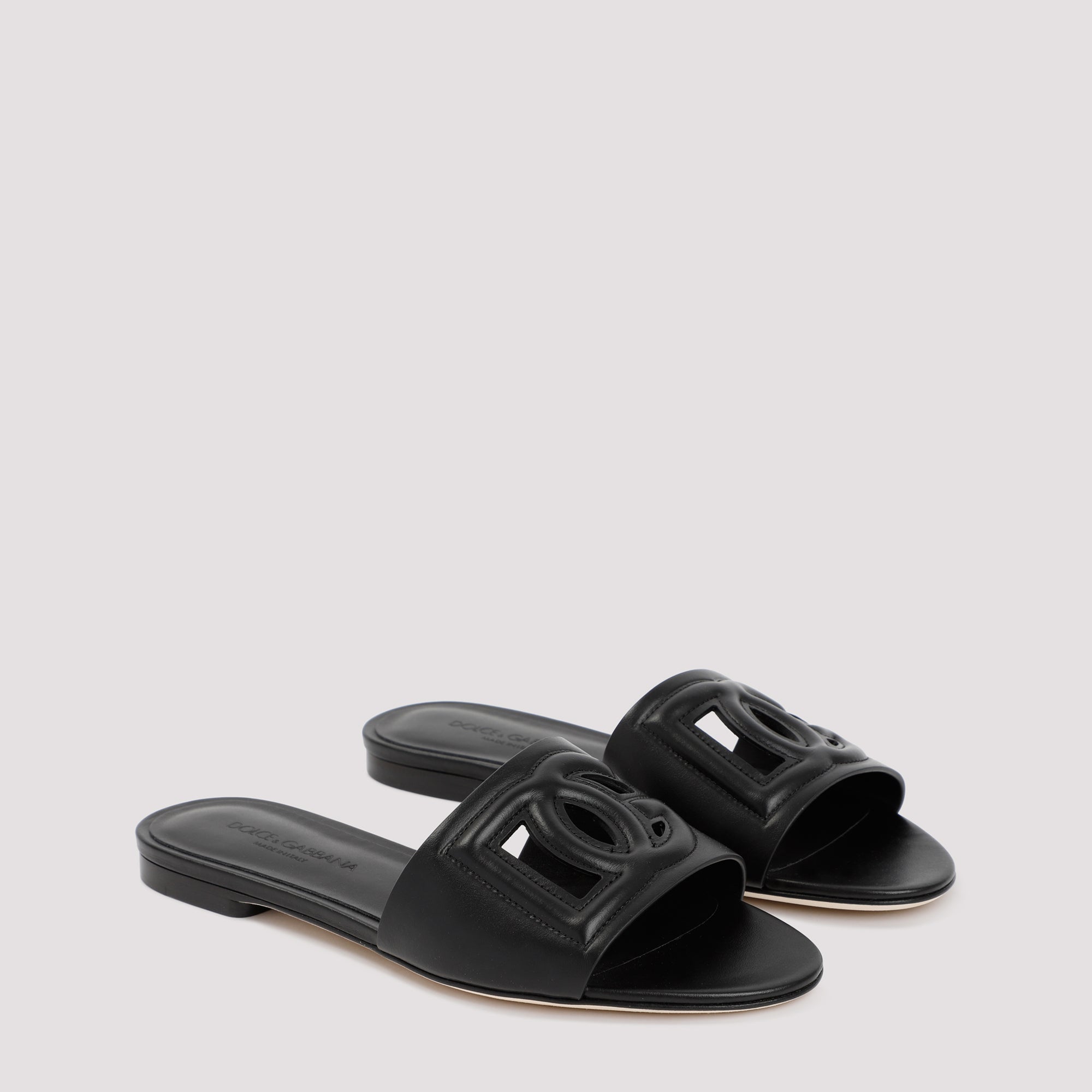 DOLCE & GABBANA Men's Leather Flat Slide Sandals Banlieue91