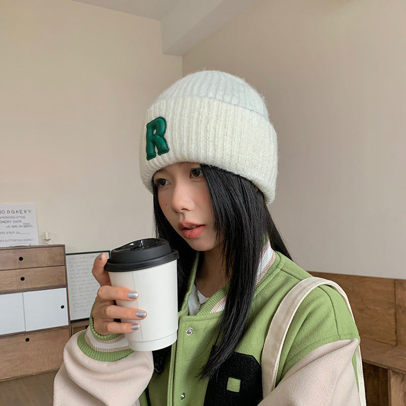 Loose Big-Head Woolen Cap with Letter Design — Oversize Winter Wool Hat FitiqueFit