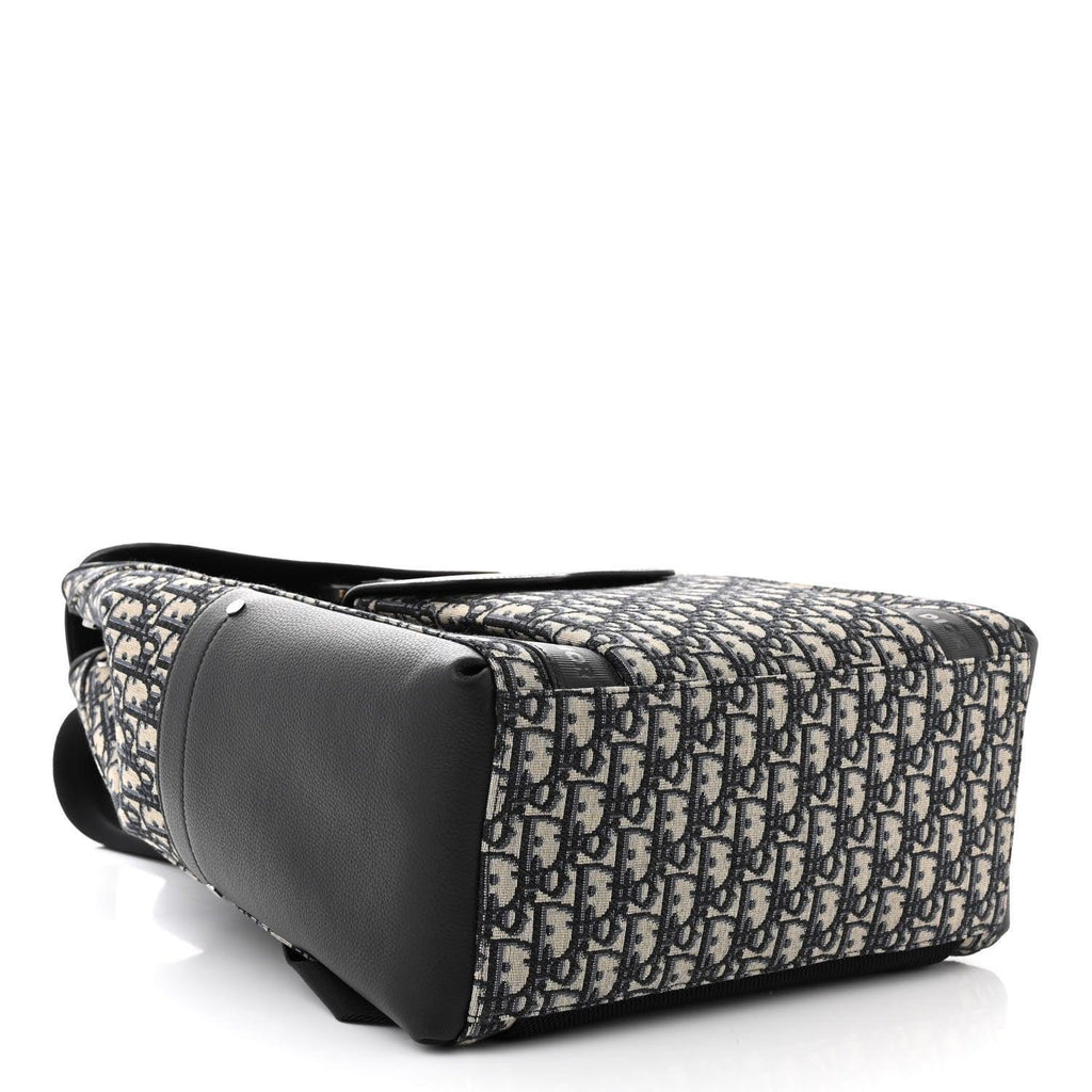 Christian Dior Oblique Jacquard Grained Calfskin Saddle Backpack With Flap Banlieue91