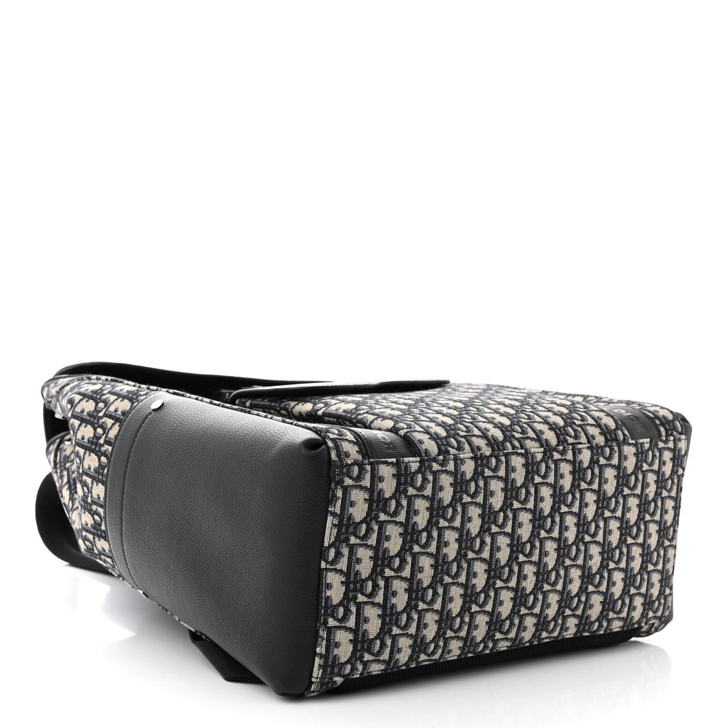 Christian Dior Oblique Jacquard Grained Calfskin Saddle Backpack With Flap Banlieue91