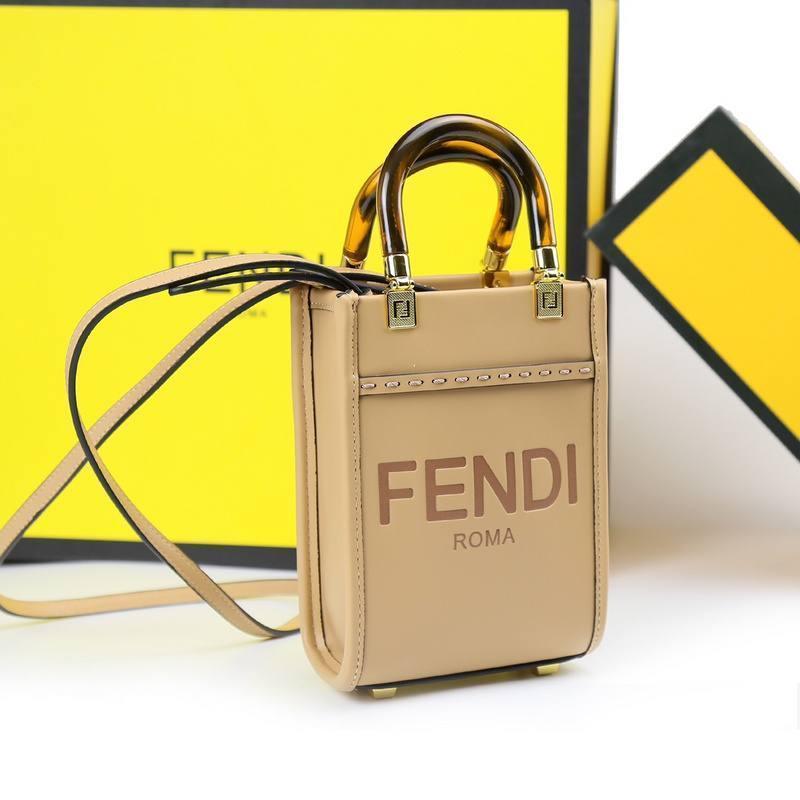 Fendi  Vitello King Plexiglass Logo Embossed Mini Fendi Sunshine Shopper Tote