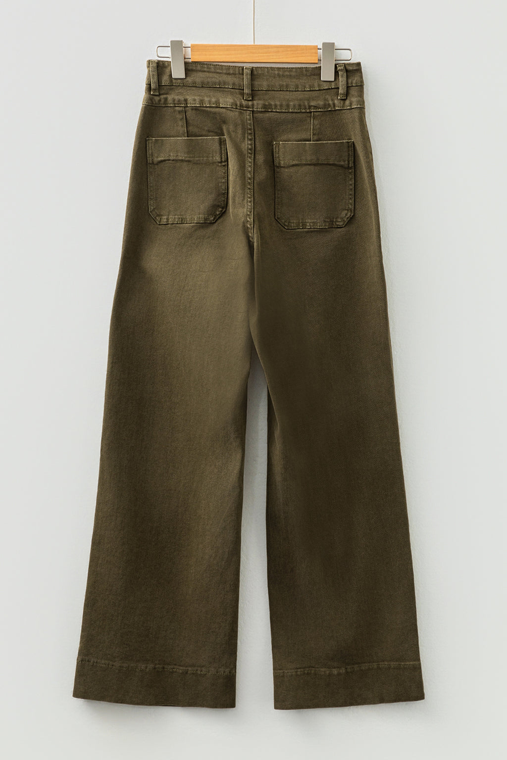 Jungle Green Double Waistband Loose Straight Jeans Shewin