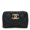 Chanel  Caviar Quilted Multi Chain CC Zip Coin Purse Black Banlieue91