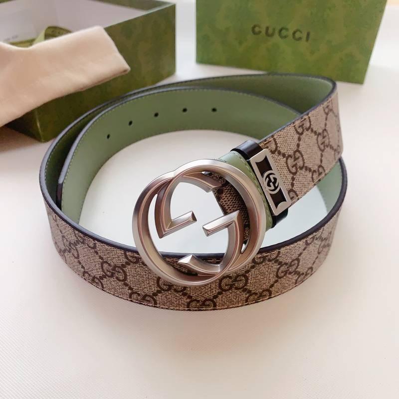 GUCCI Embellished coated-canvas and leather belt 'Beige' Banlieue91