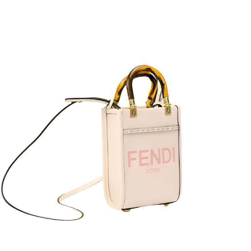 Fendi  Vitello King Plexiglass Logo Embossed Mini Fendi Sunshine Shopper Tote