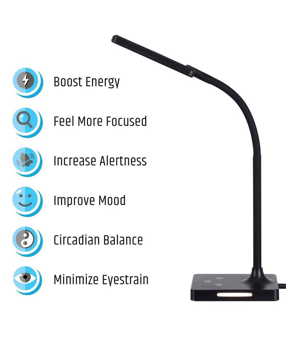 Brilli 21"H Charge Up Circadian LED Desk Lamp Black Finish with Touch Switch, Night Light on Base LampsUSA