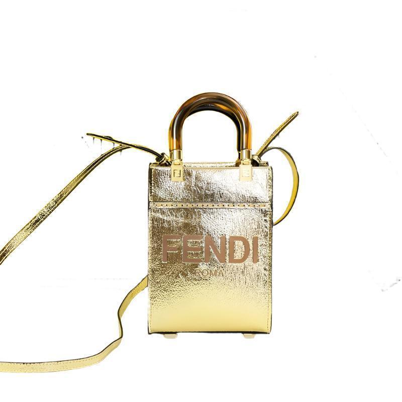 Fendi  Vitello King Plexiglass Logo Embossed Mini Fendi Sunshine Shopper Tote Banlieue91