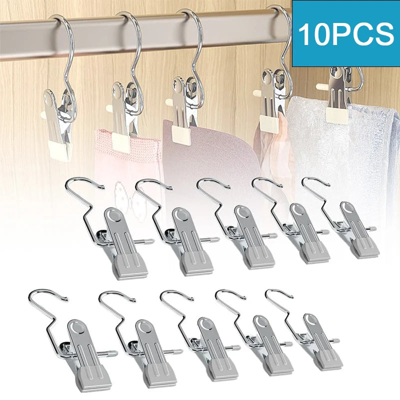 10pcs Stainless Steel Clothespins Laundry Clothes Pegs With Hook Portable Hanging Clothes Clip Wardrobe Clothes Organizer Hanger V.I.P Digital Presence