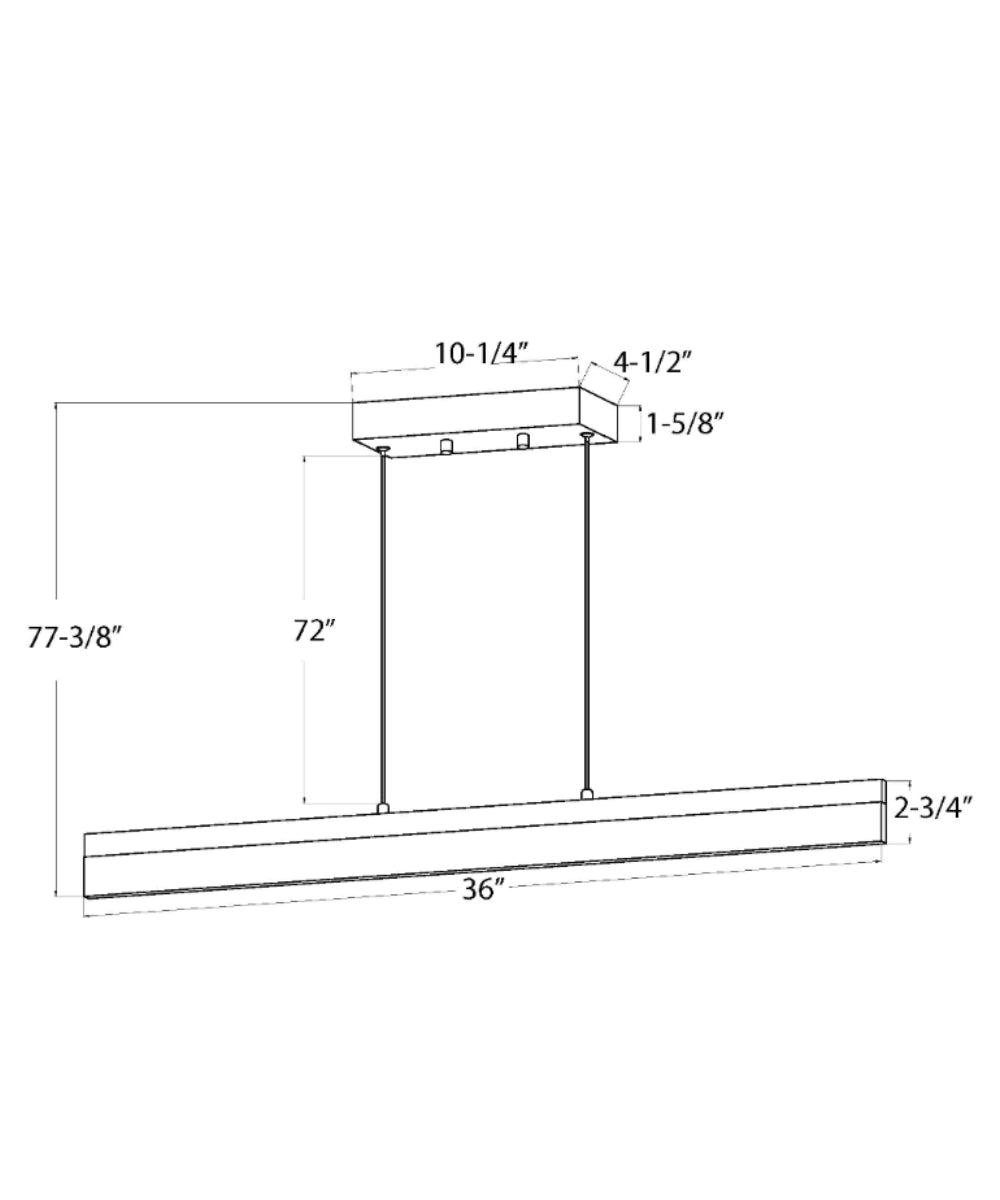 36"W 1-Light Linear Bar Ribbon LED Kitchen Island Light Fixture Brushed Nickel Finish Acrylic Shade LampsUSA