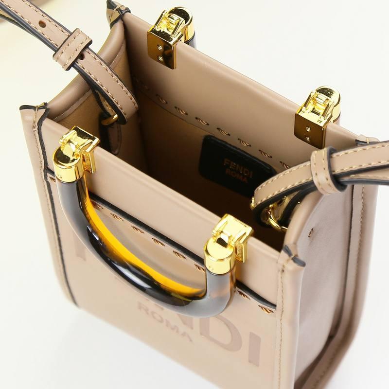 Fendi  Vitello King Plexiglass Logo Embossed Mini Fendi Sunshine Shopper Tote