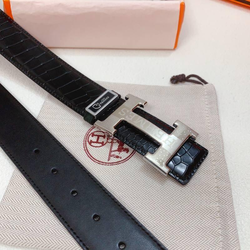 Hermes Men Silver Buckle Belt 'Black' Banlieue91