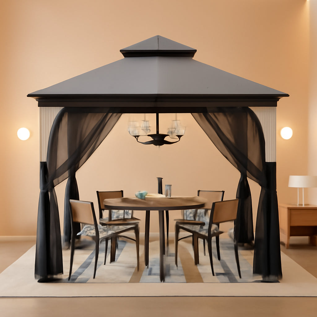 9 Ft Outdoor Gazebo Frame Durable With Mosquito Netting
