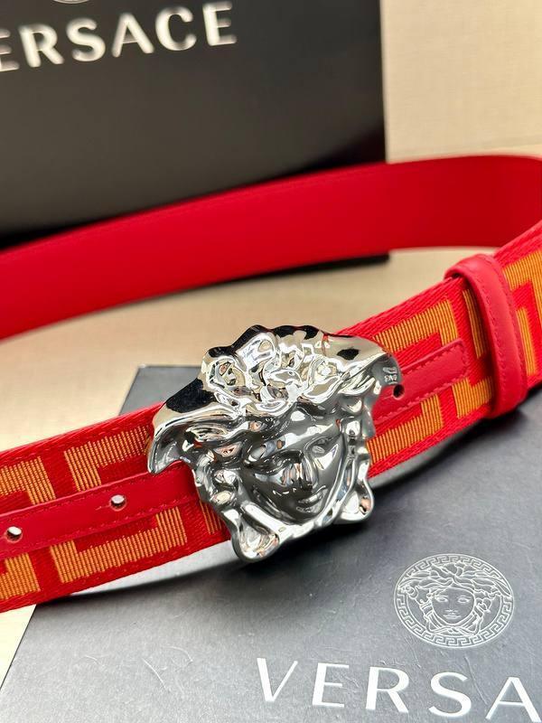 VERSACE La Medusa La Greca Belt In Red Silver Banlieue91