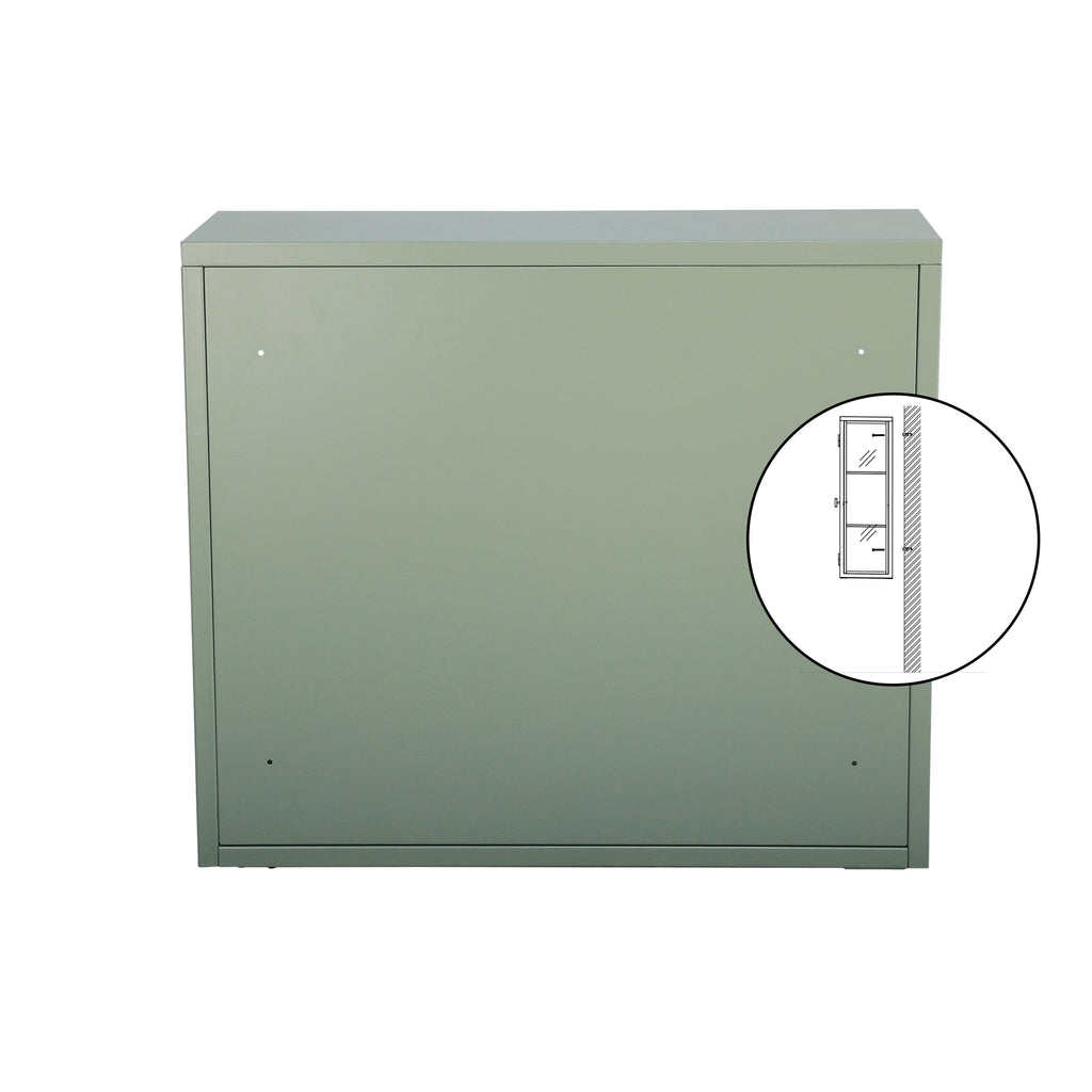Retro Style Haze Double Glass Door Wall Cabinet With Detachable Shelves for Office Dining Room Living Room Kitchen