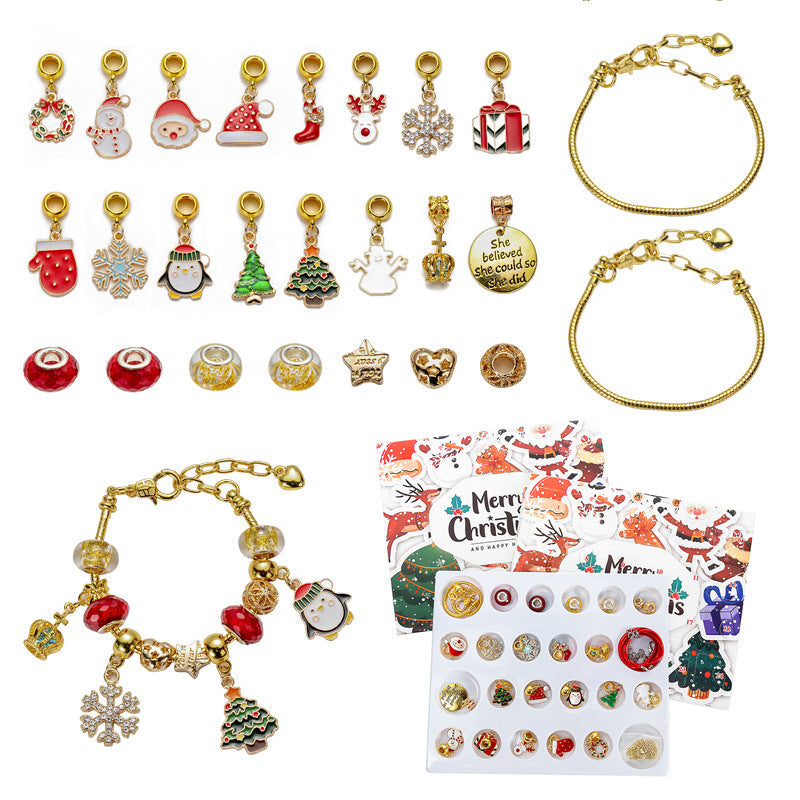 DIY creative children's bracelet jewelry 24-grid calendar Christmas holiday surprise blind box silver set V.I.P Digital Presence