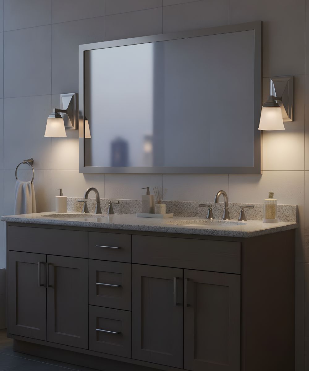 5"W 1-Light LED Bath Vanity Light Fixture Brushed Nickel Finish with Square Shade LampsUSA